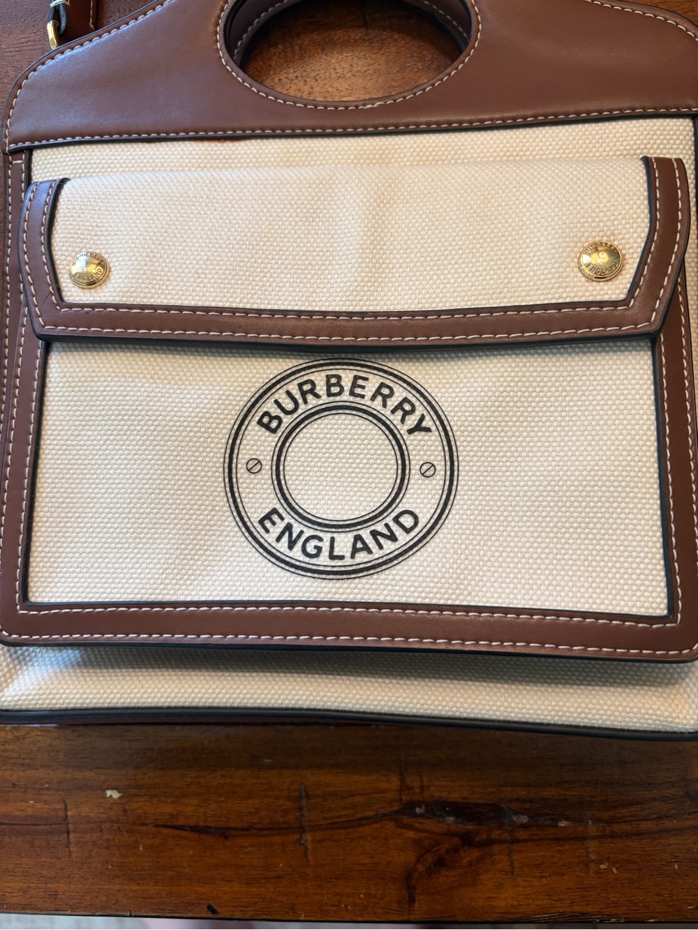 Burberry Beige Canvas with Brown Leather Trim Crossbody Bag - Picture 2 of 14
